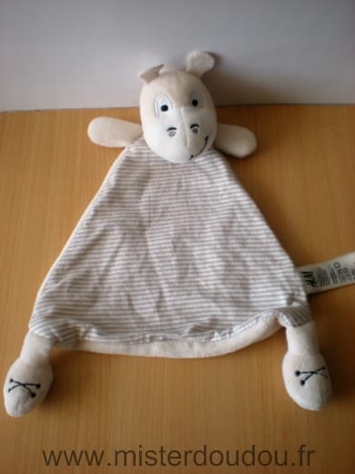 Hippopotame Ecru beige blanc rayures H et m