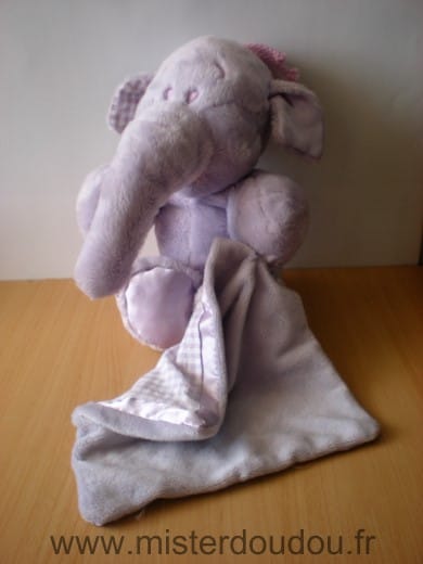 Eléphant Efelan lumpy mauve mouchoir vichy satin mauve Disney