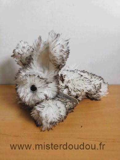 Lapin Peluche blanc gris yeux brillants gris ruban Histoire d ours