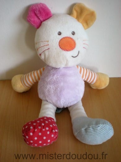 Chat Blanc mauve rose jaune Bébérêve