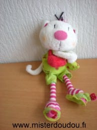 Chat Robe verte sac rouge Carré blanc