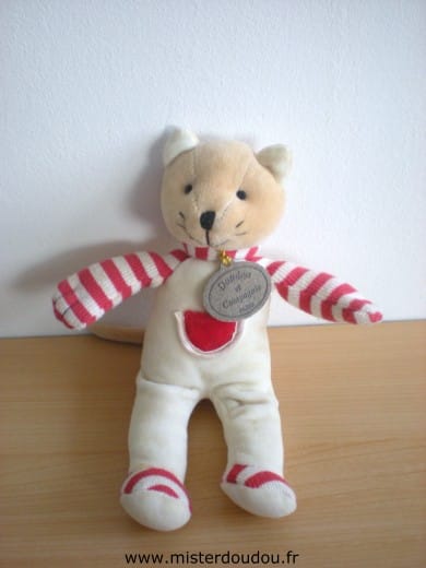 Chat Blanc rouge Doudou et compagnie