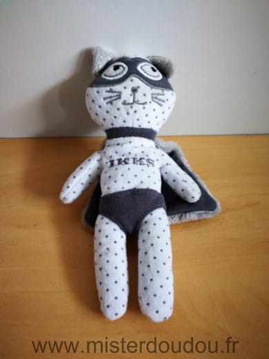 Chat Gris blanc cape masque Ikks