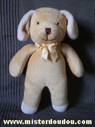 Chien Beige écru noeud orange Comptine