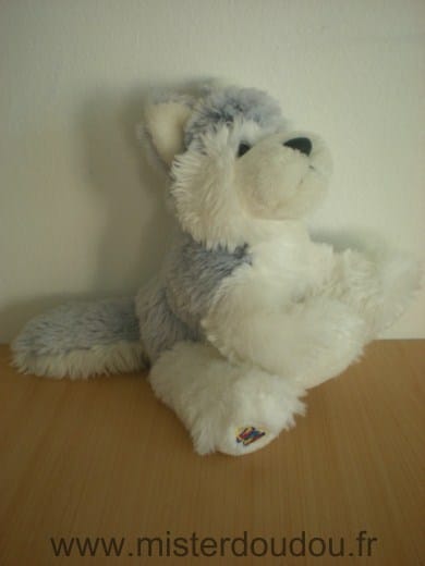 Chien Peluche husky blanc gris Ganz