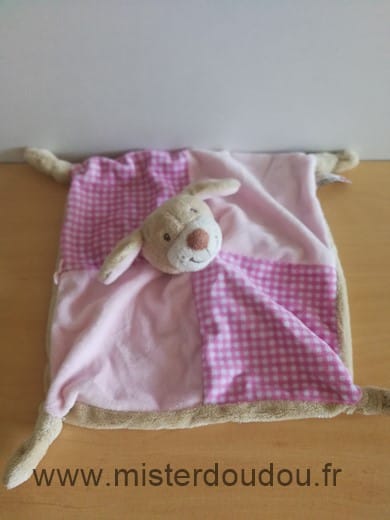 Chien Rose vichy beige Keel toys