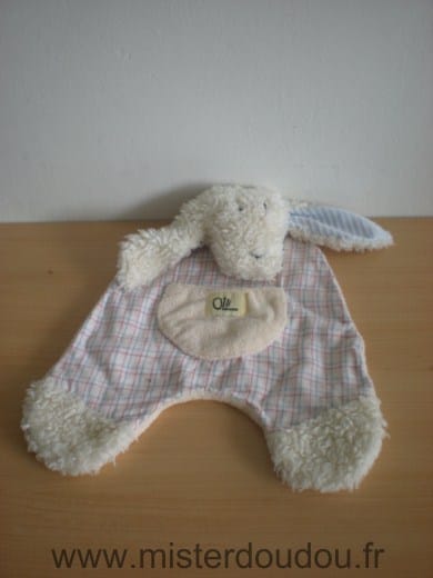 Chien Blanc rose bleu carreaux Olli
