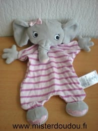 Eléphant Gris, rayé rose mauve H et m