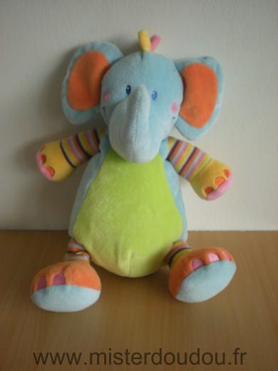 Eléphant Bleu vert orange Nicotoy