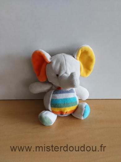 Eléphant Gris orange jaune Tex