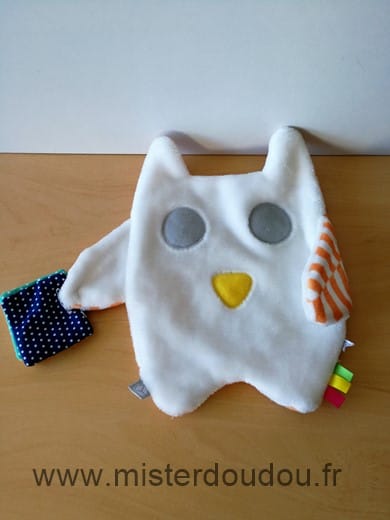 Hibou Blanc raye orange livre Oxybul