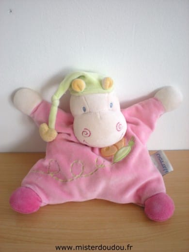 Hippopotame Rose avec papillon Nattou