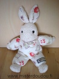 Lapin Ecru blanc motifs légumes Ajena
