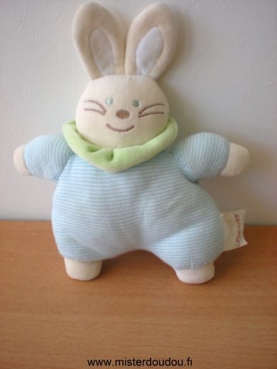 Lapin Rayé bleu blanc col vert Bengy
