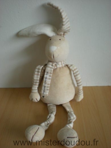 Lapin Beige ecru rayures Bout chou
