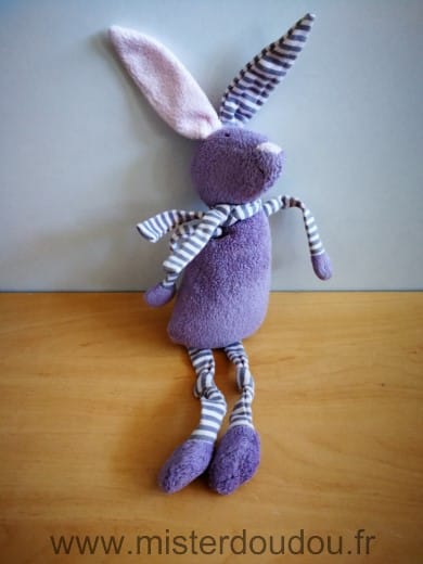 Lapin Mauve raye rose Bout chou