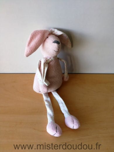 Lapin Rose blanc etoiles Bout chou