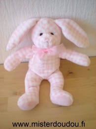 Lapin Carreaux blanc rose Doudi