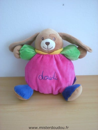 Lapin Rose fushia vert bleu Doudi