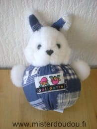 Lapin Bleu peluche blanche Galipette