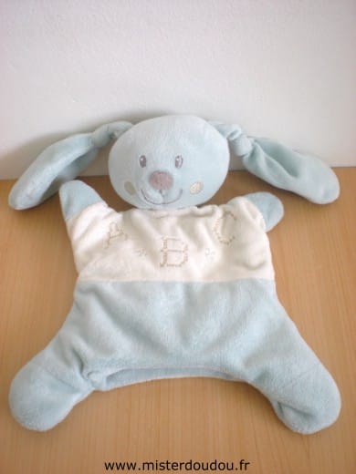 Lapin Bleu écru brodé a b c Pommette