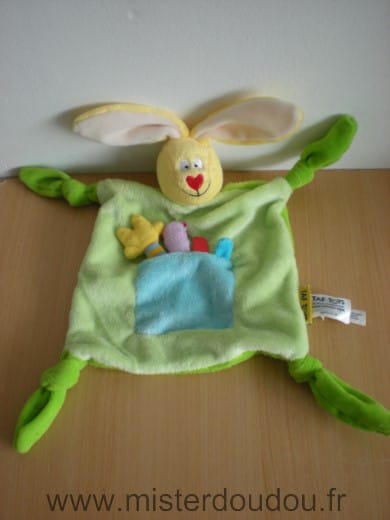 Lapin Vert jaune bleu Taf toys