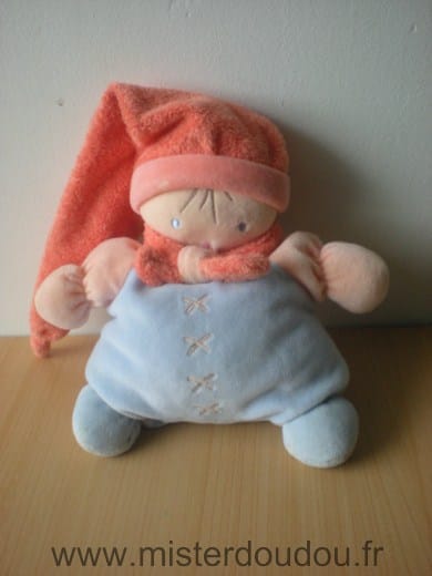 Lutin Bleu bonnet orange Nounours