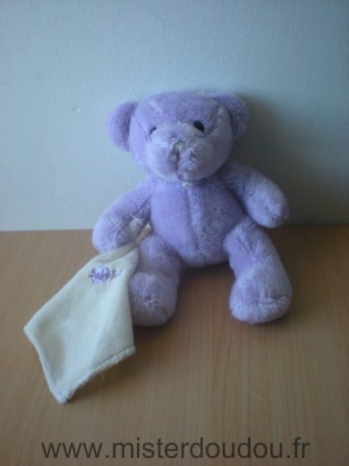 Ours Mauve mouchoir blanc Baby nat