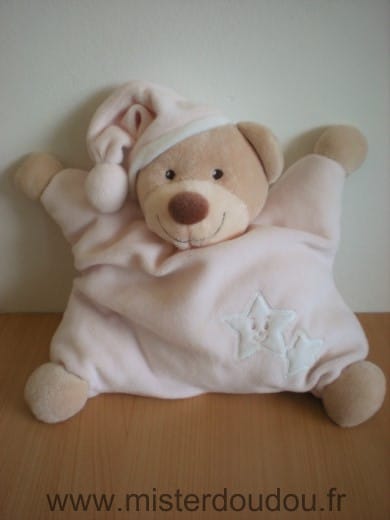Ours Rose etoiles blanches Bout chou