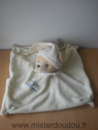 Ours Ecru bleu Doudou et compagnie