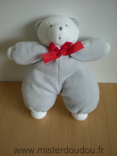 Ours Gris blanc noeud rouge Etam