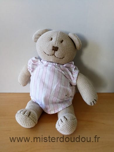 Ours Beige chemise rose blanc Jacadi