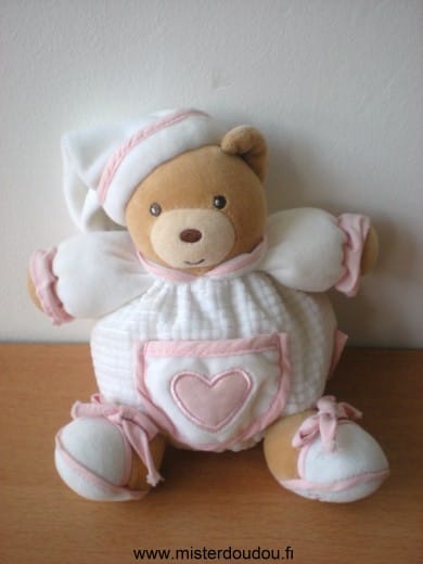 Ours Blanc coeur rose Kaloo