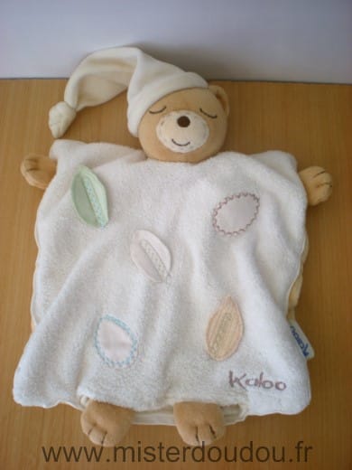 Ours Ecru blanc feuilles Kaloo
