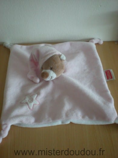 Ours Rose blanc etoile lune Nattou