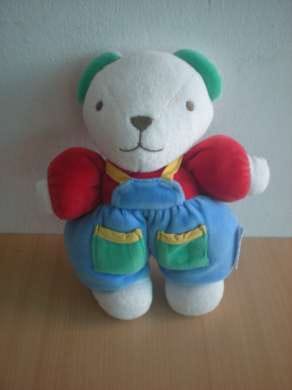 Ours Rouge salopette bleu Nounours
