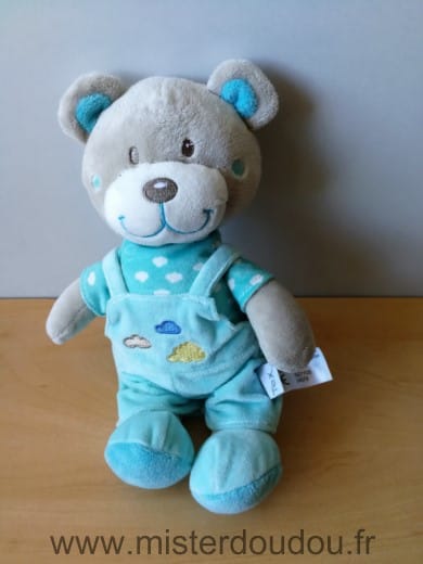 Ours Gris salopette bleue nuages Tex