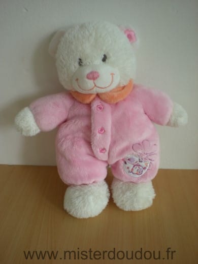 Ours Rose blanc col orange Tex