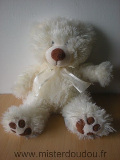 Ours Ecru avec ruban écru Unicef