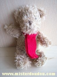 Ours Beige écharpe rouge Yves rocher