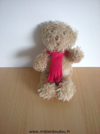 Ours Marron echarpe rouge Yves rocher