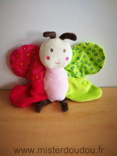 Papillon Rose vert fleurs Babyclub