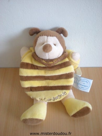 Abeille Ponpon cape rayée jaune marron Doudou et compagnie
