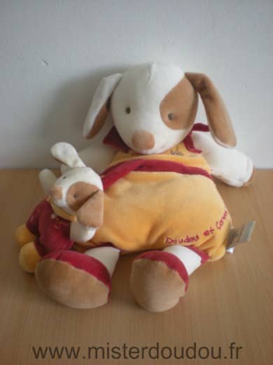 Doudou et compagnie Chien Orange rouge avec bébé chien - Très bon état
