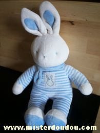 Lapin Rayé bleu blanc écharpe bleue Klorane