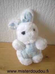 Tartine et chocolat Lapin En peluche blanche tissus rayé bleu blanc - Très bon état