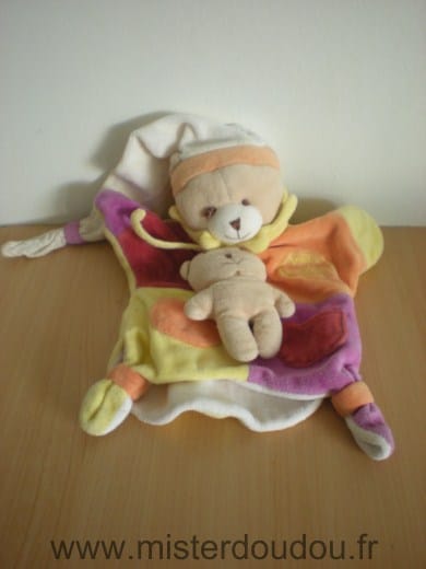 Ours Bordeau orange jaune violet Doudou et compagnie