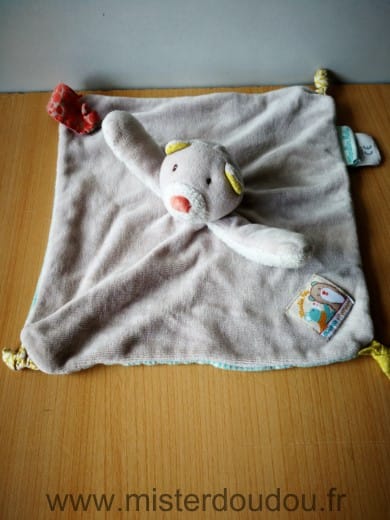 Ours Beige dessous raye biscotte et pompon Moulin roty