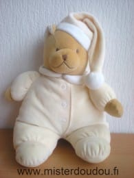 Ours Jaune clair col blanc pompon blanc Noukie s
