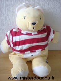 Ours Jaune blanc tshirt rayé rouge blanc Sucre d orge